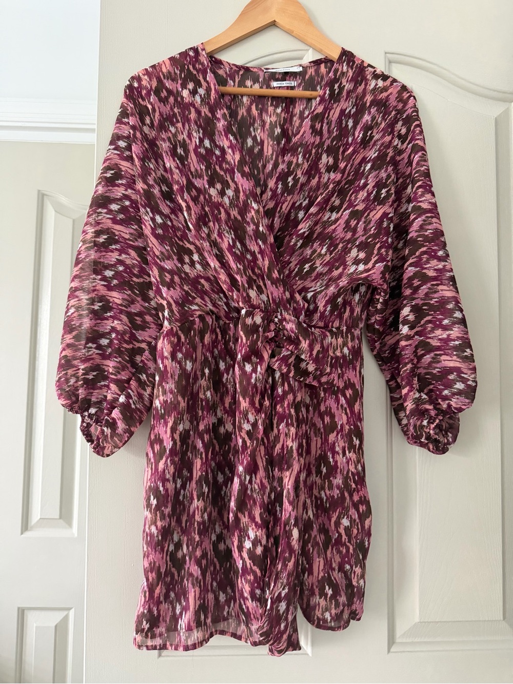 Reserved Pink and Burgundy Printed Mini Dress